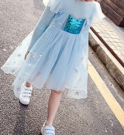 Rochie pentru copii model nou cu maneci lungi si tul