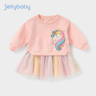 Bērnu ikdienas kleita ar krāsainu aplikāciju un tillu