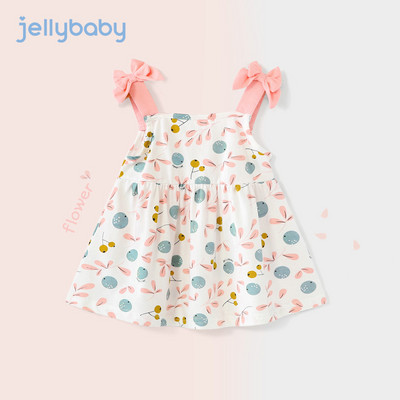 Bērnu vasaras kleita ar īsām piedurknēm un aplikācijām