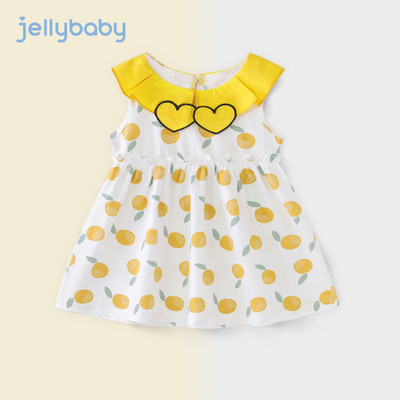 Bērnu vasaras kleita ar īsām piedurknēm un aplikācijām