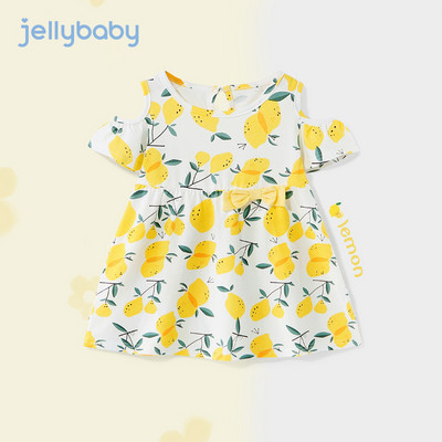 Bērnu vasaras kleita ar īsām piedurknēm un aplikācijām