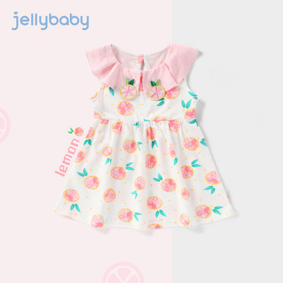 Bērnu vasaras kleita ar īsām piedurknēm un aplikācijām