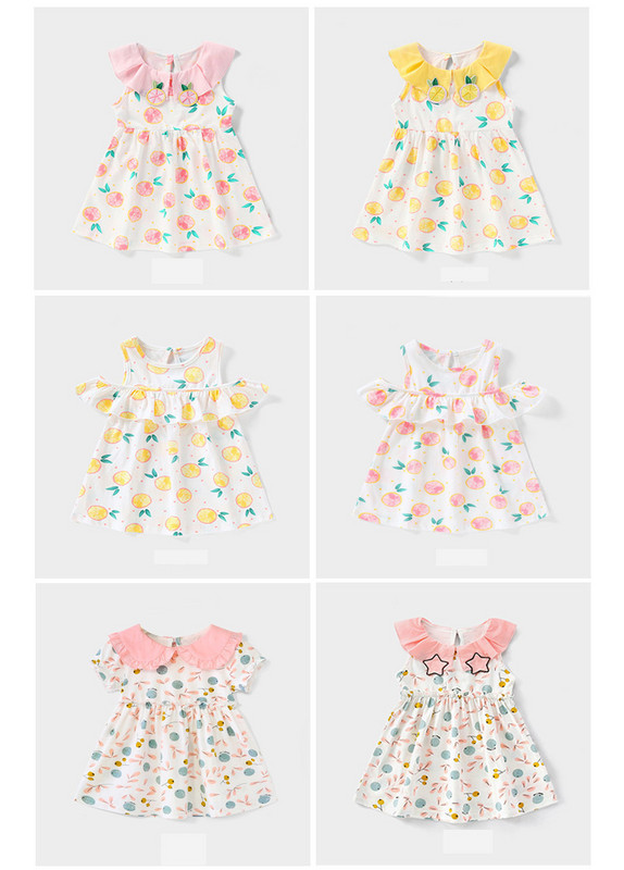 Bērnu vasaras kleita ar īsām piedurknēm un aplikācijām