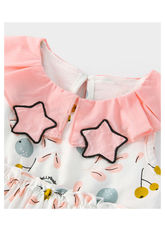 Bērnu vasaras kleita ar īsām piedurknēm un aplikācijām