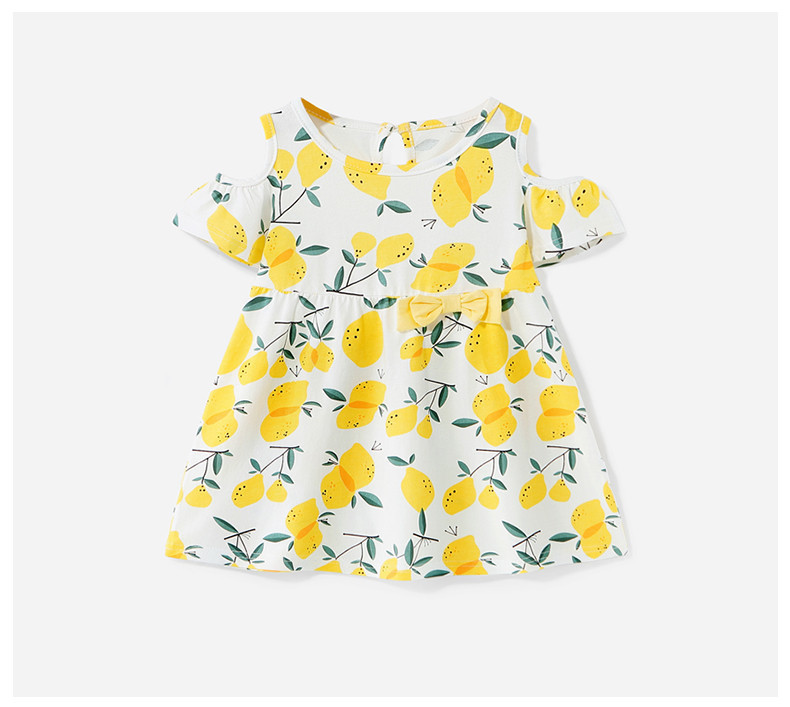 Bērnu vasaras kleita ar īsām piedurknēm un aplikācijām