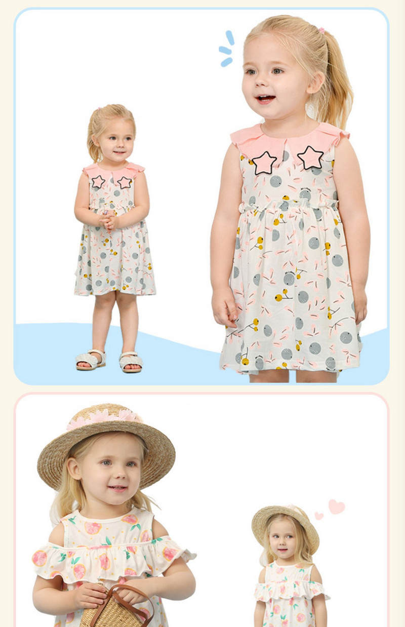 Bērnu vasaras kleita ar īsām piedurknēm un aplikācijām