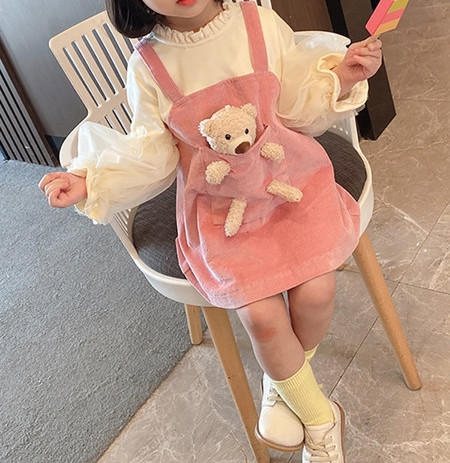 Bērnu ikdienas kleita ar 3D elementu rozā krāsā