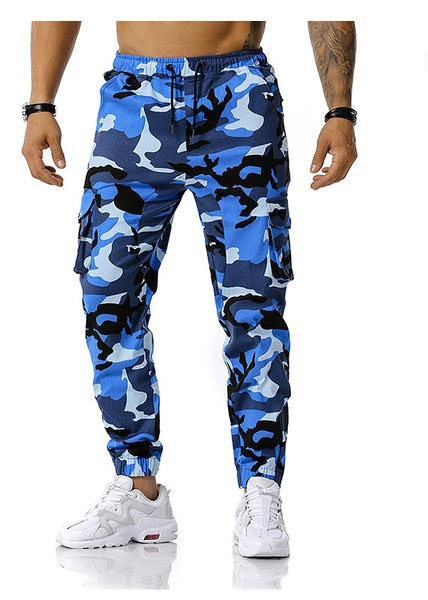 Pantaloni de camuflaj sport pentru bărbați, cu buzunare laterale