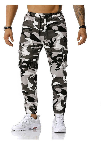Pantaloni de camuflaj sport pentru bărbați, cu buzunare laterale