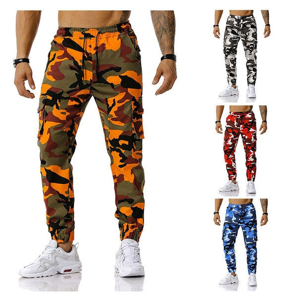 Pantaloni de camuflaj sport pentru bărbați, cu buzunare laterale