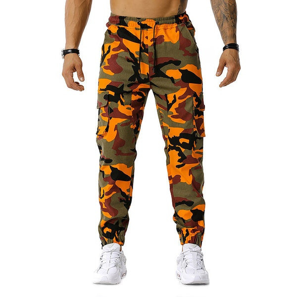 Pantaloni de camuflaj sport pentru bărbați, cu buzunare laterale