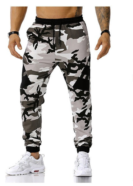 Ανδρικά αθλητικά παντελόνια καμουφλάζ με κορδόνια
