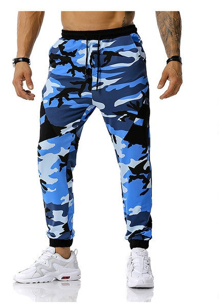 Ανδρικά αθλητικά παντελόνια καμουφλάζ με κορδόνια
