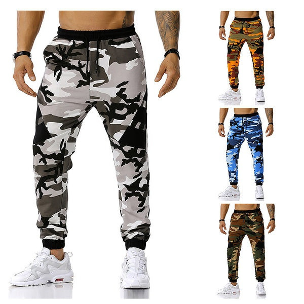 Ανδρικά αθλητικά παντελόνια καμουφλάζ με κορδόνια