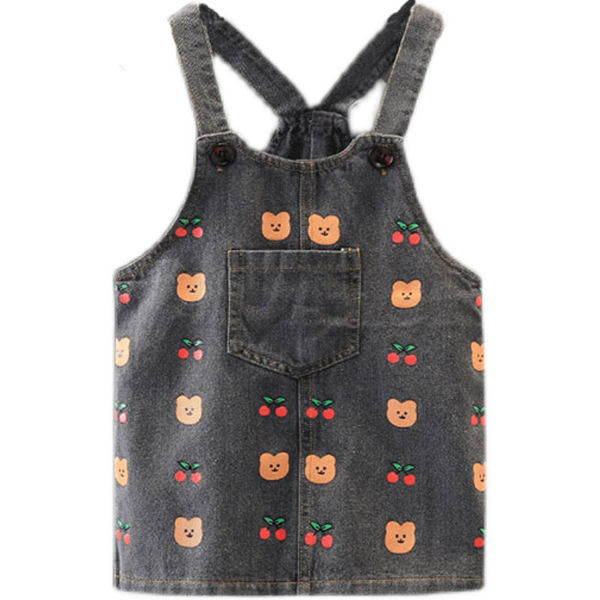 Bērnu džinsa kombinezons ar plecu lencēm un aplikāciju