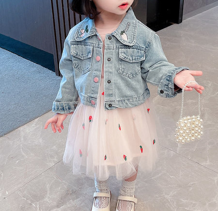 Rochie de copii model nou pentru fete cu decolteu rotund si tul