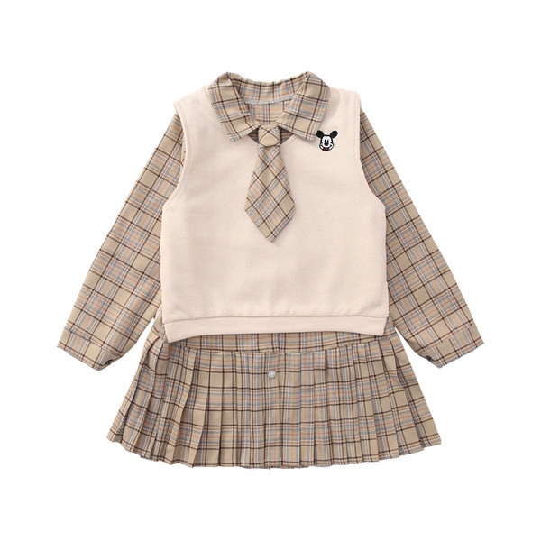 Ikdienas bērnu rūtainā kleita divās krāsās