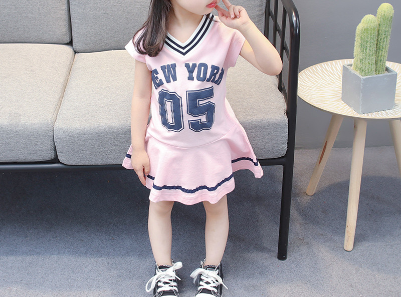 Ikdienas bērnu kleita meitenēm ar īsām piedurknēm