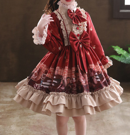 Rochie pentru copii model nou cu panglica si bucle pentru fete