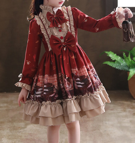 Rochie pentru copii model nou cu panglica si bucle pentru fete