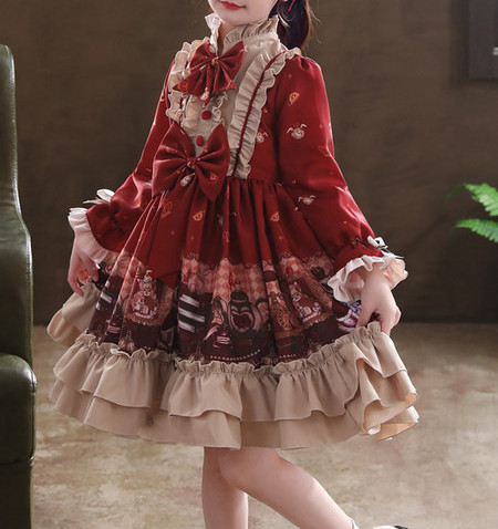 Rochie pentru copii model nou cu panglica si bucle pentru fete