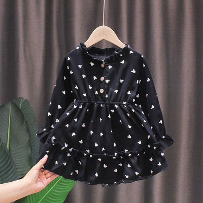 Rochie de fetita cu bucle si maneci lungi