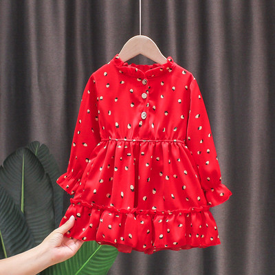 Rochie de fetita cu bucle si maneci lungi