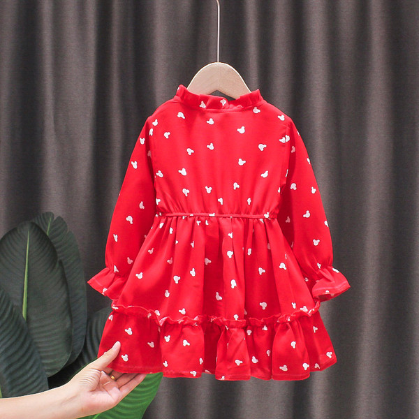 Rochie de fetita cu bucle si maneci lungi