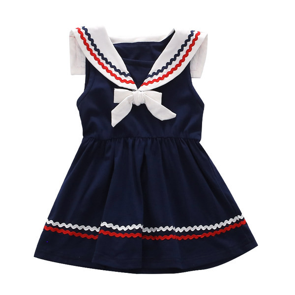 Rochie pentru copii cu decor elastic si panglica