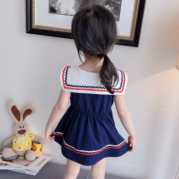 Rochie pentru copii cu decor elastic si panglica