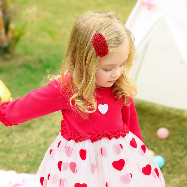 Moderna bērnu kleita ar garām piedurknēm meitenēm ar apaļu kakla izgriezumu