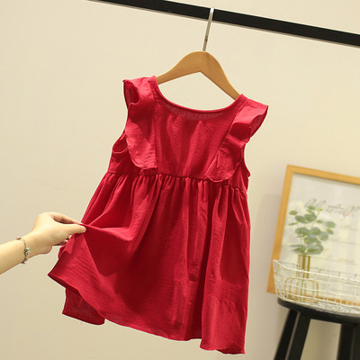 Καθημερινό παιδικό φόρεμα με στρογγυλή λαιμόκοψη και βολάν