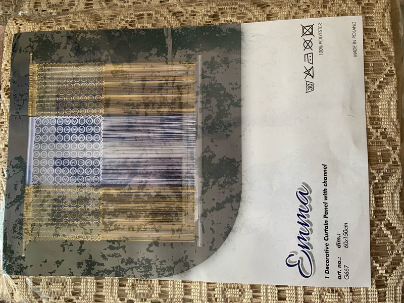 Перде Emma, дантела и ресни с отвор за нанизване,  60x150 cm, 100% Полиестер,  Тъмен бежово-златен цвят