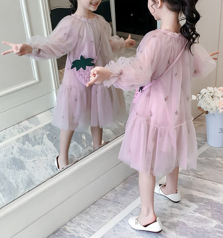 Ανοιξιάτικο παιδικό φόρεμα με κεντήματα για κορίτσια