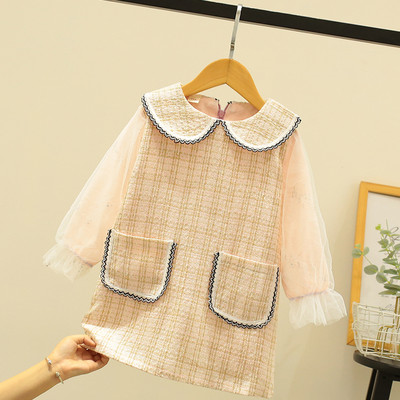 Μοντέρνο παιδικό φόρεμα με οβάλ λαιμόκοψη και τσέπες