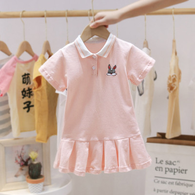 Ikdienas bērnu kleita ar apkakli un izšuvumiem meitenēm