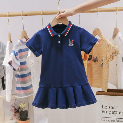 Ikdienas bērnu kleita ar apkakli un izšuvumiem meitenēm