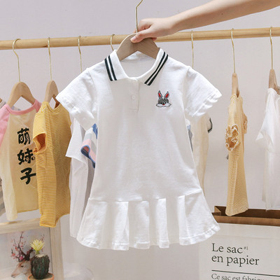 Ikdienas bērnu kleita ar apkakli un izšuvumiem meitenēm