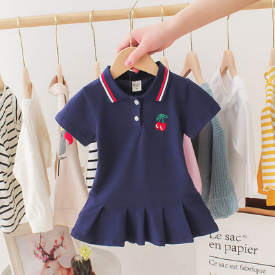 Ikdienas bērnu kleita ar apkakli un izšuvumiem meitenēm