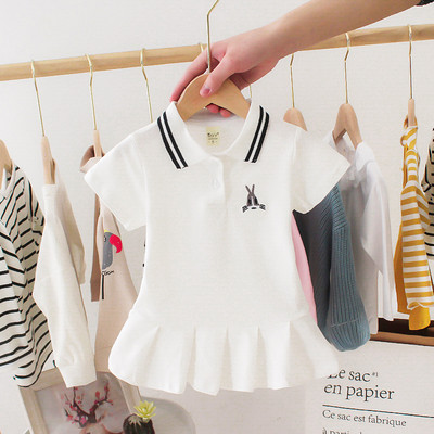 Ikdienas bērnu kleita ar apkakli un izšuvumiem meitenēm