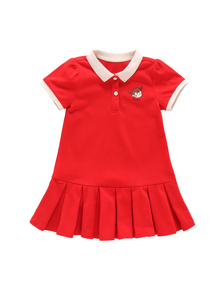 Ikdienas bērnu kleita ar apkakli un izšuvumiem meitenēm