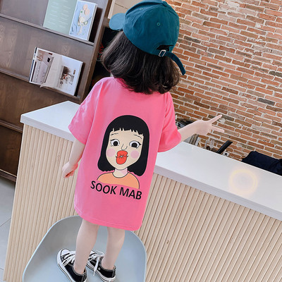 Παιδικό casual φόρεμα με απλικέ στο πίσω μέρος και 3/4 μανίκια