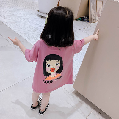 Παιδικό casual φόρεμα με απλικέ στο πίσω μέρος και 3/4 μανίκια