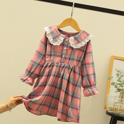 Παιδικό μοντέρνο καρό φόρεμα με κουμπιά