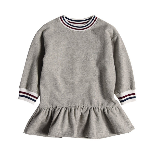 Bērnu ikdienas kleita ar ovālu kakla izgriezumu trīs krāsās