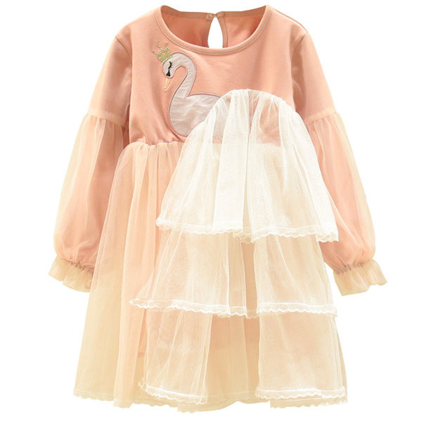 Rochie actuala pentru copii cu tul si broderie