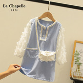 Moderna bērnu kleita ar 3D ziediem un pogām