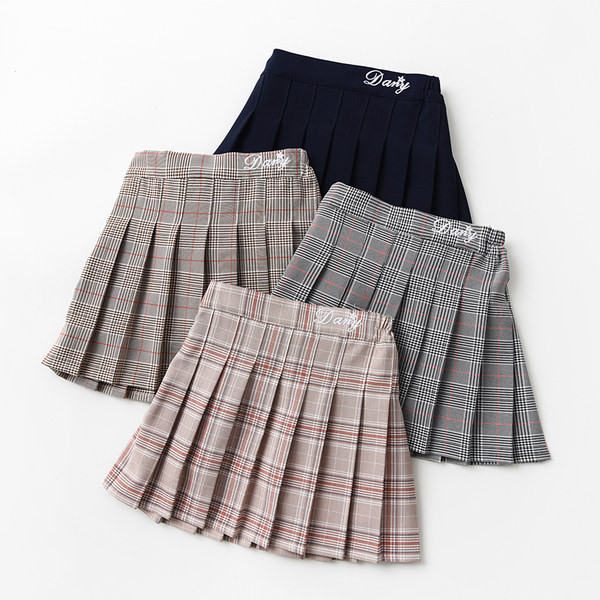 Fusta moderna in carouri pentru copii cu talie inalta