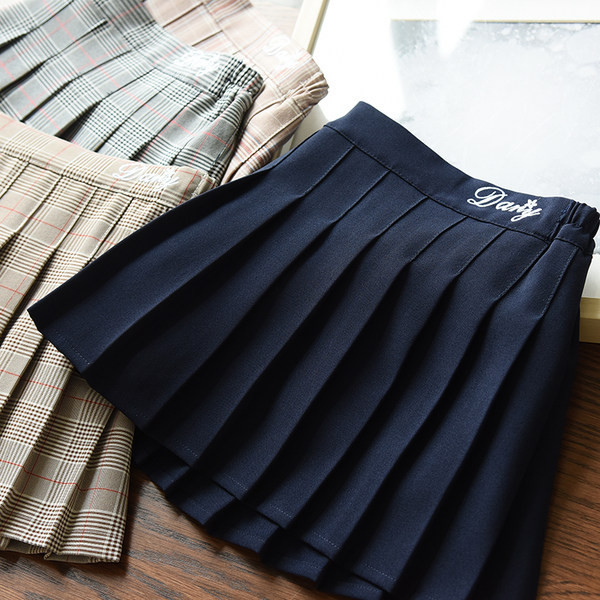 Fusta moderna in carouri pentru copii cu talie inalta