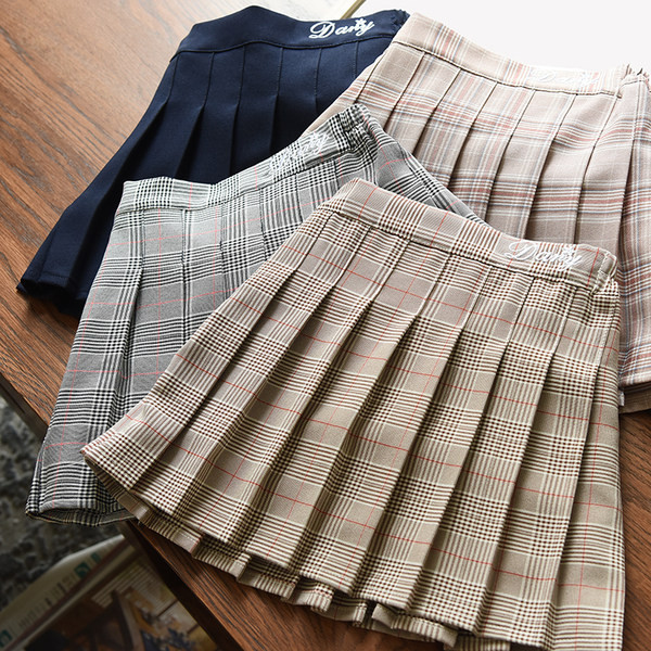 Fusta moderna in carouri pentru copii cu talie inalta